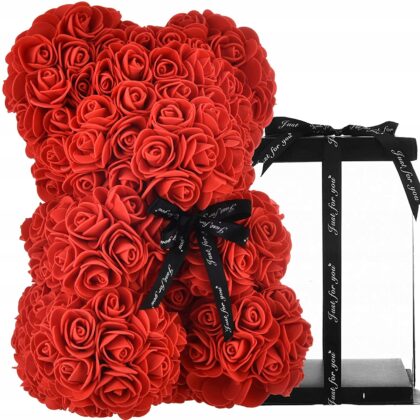 Miś z czerwonych róż - DUŻY