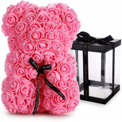 Miś z różowych róż - DUŻY