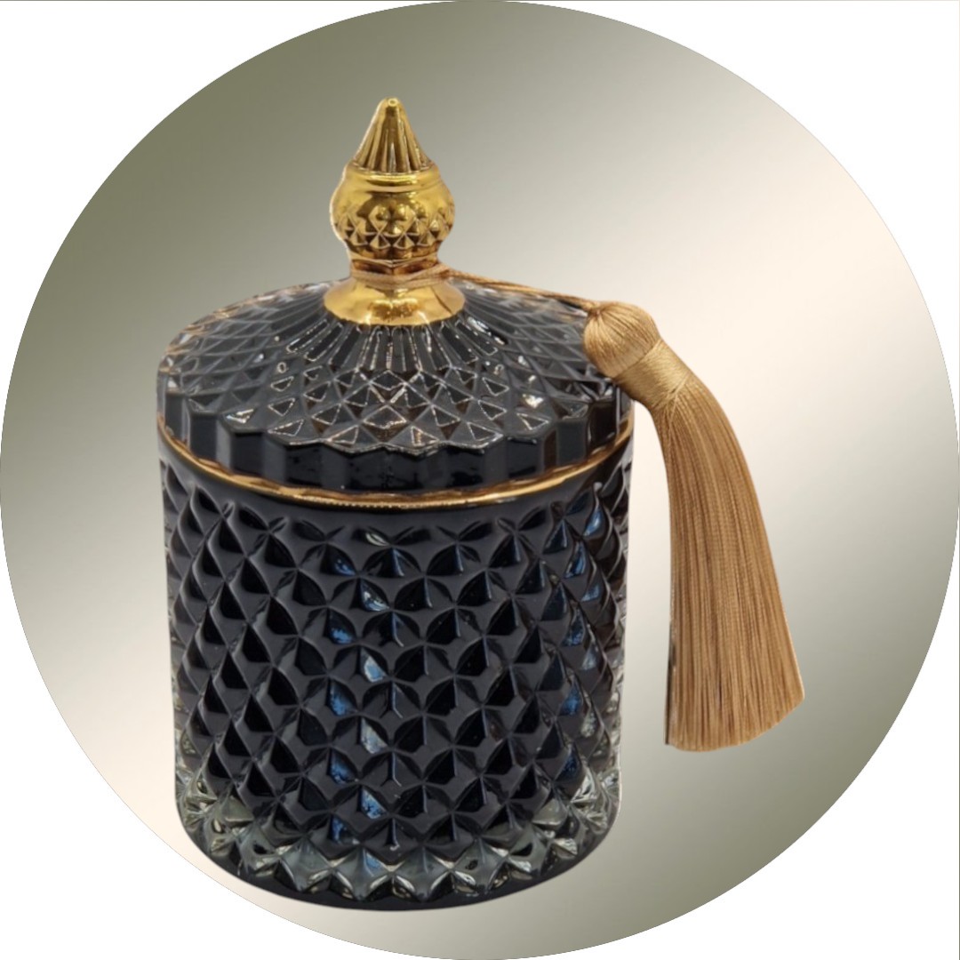 ŚWIECA SOJOWA PREMIUM KRYSZTAŁOWA CZARNA 220G CZARNY OUD